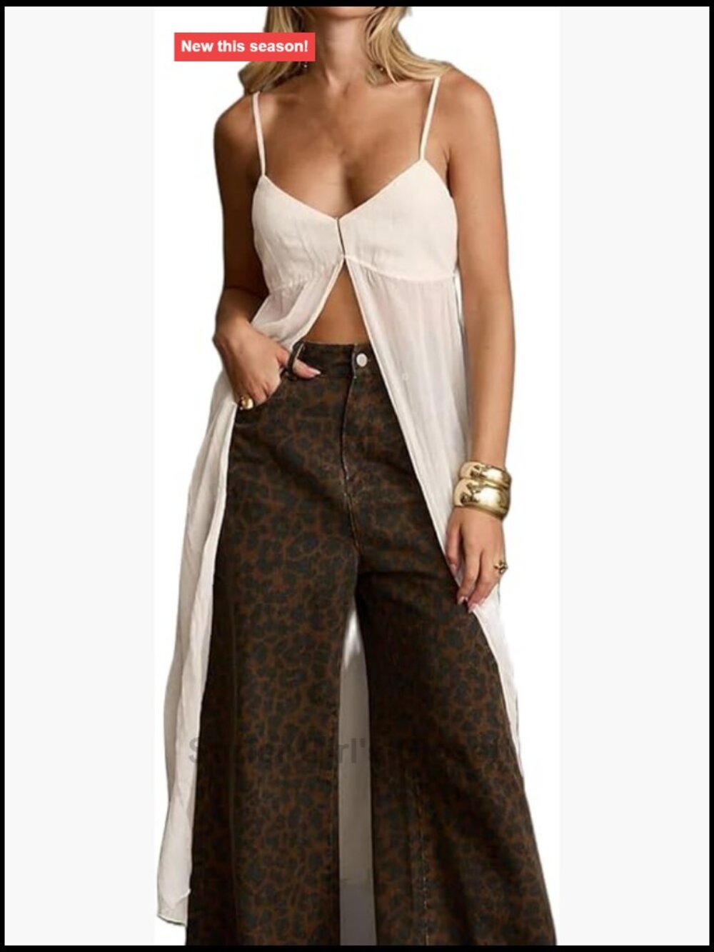 Women Sheer Flowy Long Cami Tank Top Sleeveless Split Front Layering Beach